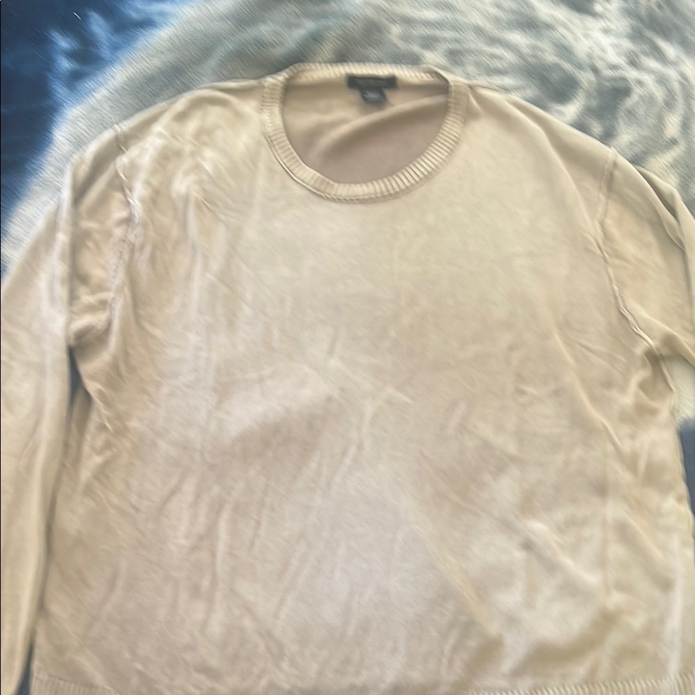 Calvin Klein Jeans Tan Crewneck Sweater Soft Knit Texture.
